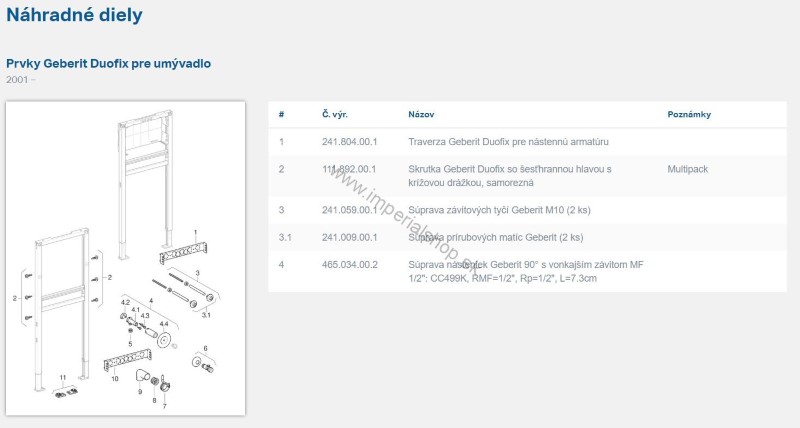 GEBERIT Duofix Prvok pre umývadlo, 112 cm, stojančeková armatúra 111.430.00.1
