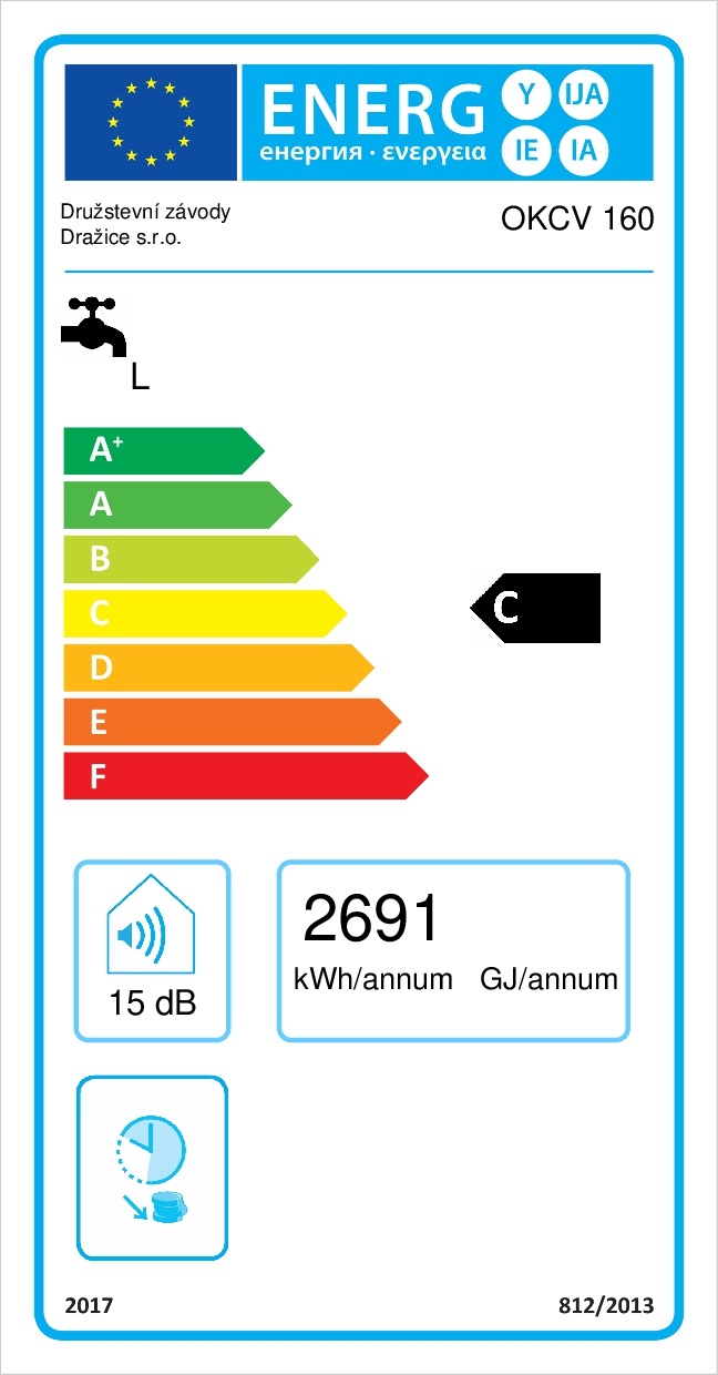 Dražice OKCV 160 pravé vyhotovenie - energetický štítok
