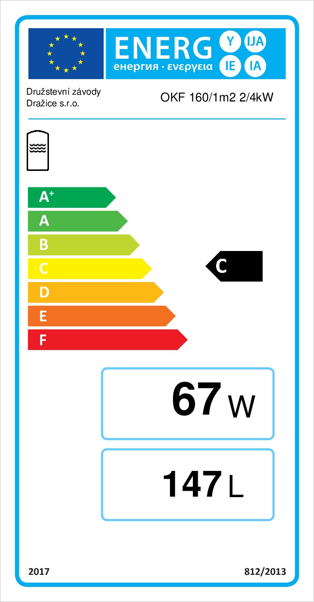 Dražice OKF 160/1 m2 2/4 kW - energetický štítok