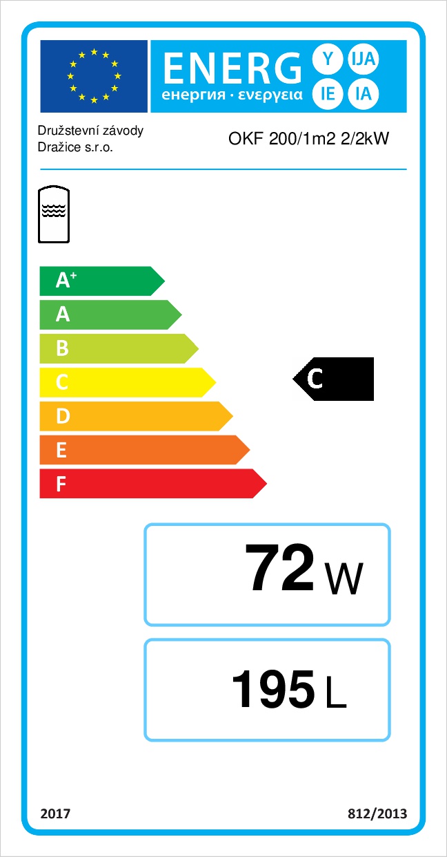 Dražice OKF 200/1 m2 2/2 kW - energetický štítok