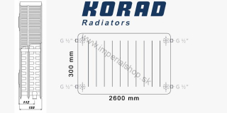 KORAD Radiátor 33K 300/2600