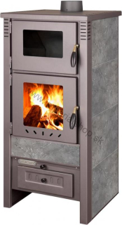 Kachle Pro TAURUS Ceramic, šedé, 12 kW, 120 mm, s rúrou na pečenie