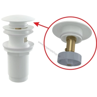 ALCADRAIN A392B Pileta umývadlová click/clack 5/4" celokovová s prepadom, veľká zátka, biela farba