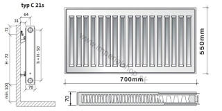 PURMO Radiátor C21s 550/700