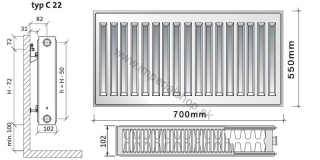 PURMO Radiátor C22 550/700