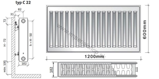 PURMO Radiátor C22 600/1200