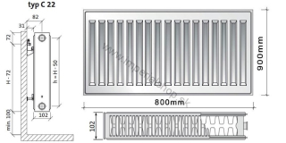 PURMO Radiátor C22 900/800