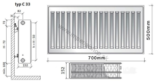 PURMO Radiátor C33 500/700