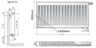 PURMO Radiátor CV11 600/1400