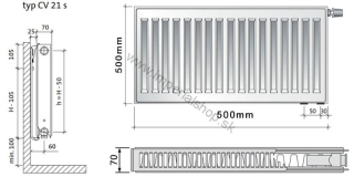PURMO Radiátor CV21s 500/500