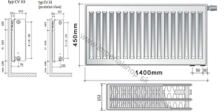 PURMO Radiátor CV33 450/1400