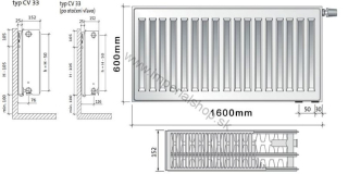 PURMO Radiátor CV33 600/1600