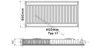 KORADO Radiátor 11K 900/400