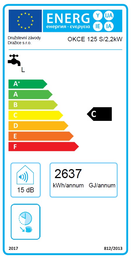 Dražice OKCE 125S/2,2 kW - energetický štítok