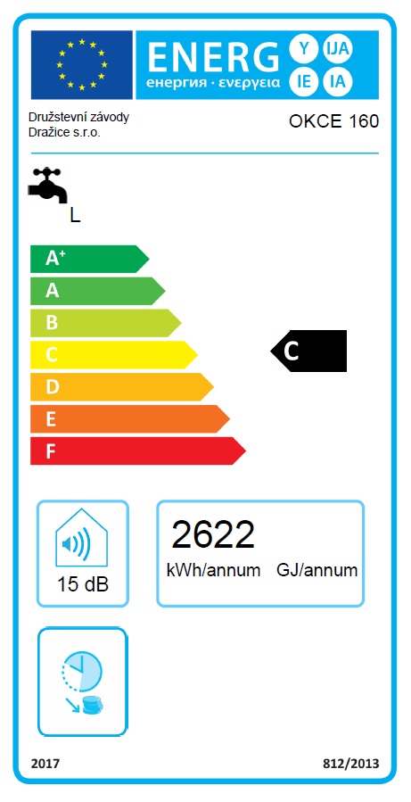 Dražice OKCE 160 - energetický štítok
