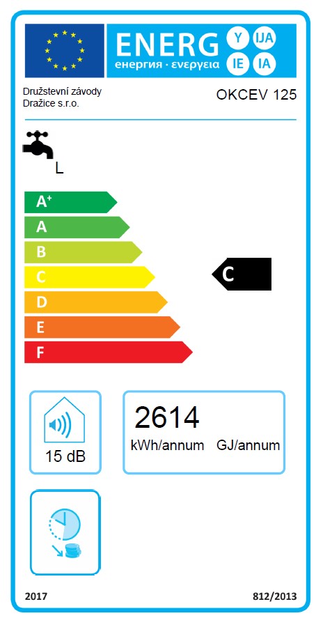 Dražice OKCEV 125 - energetický štítok